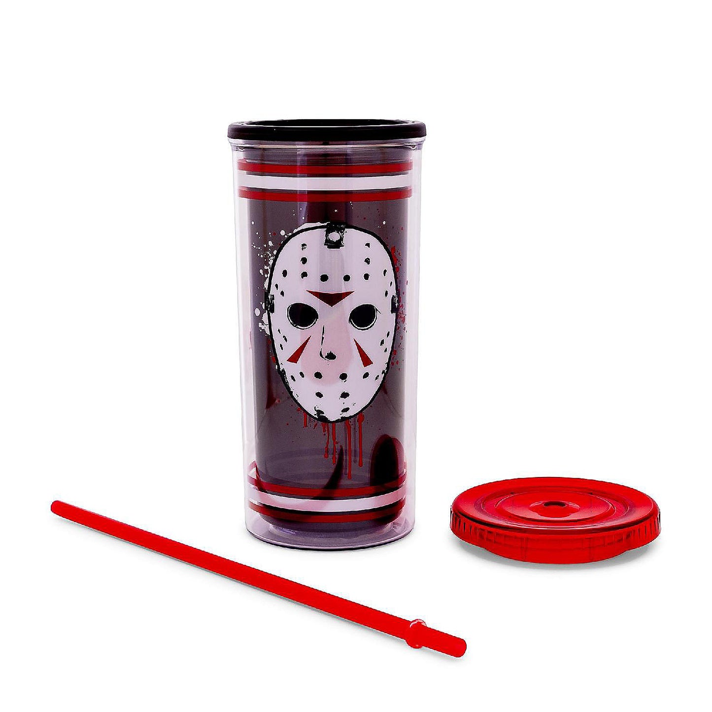 Friday The 13th Jason Mask Carnival Cup With Lid and Straw Holds 20 Ounces | USA Decoration®