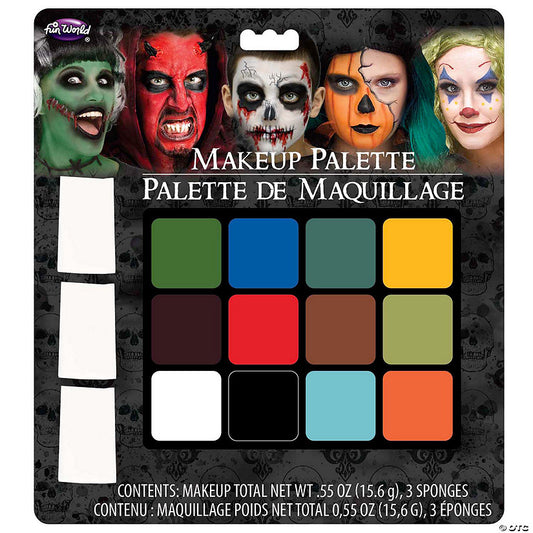 1 Piece(s): 12-Color Oil-Based Makeup Palette with Sponges | USA Decoration®