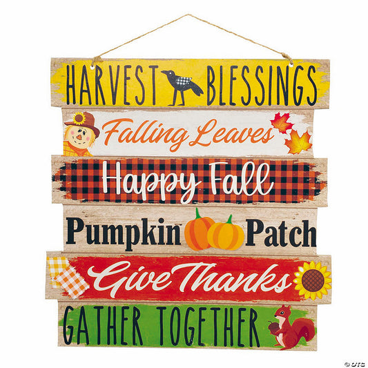 Each: 11 1/2" Harvest Blessings Fall Greetings Sign Wood Wall Decoration | USA Decoration®