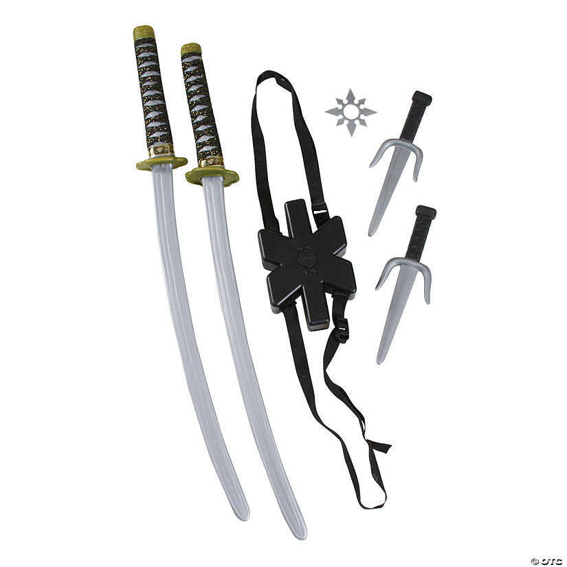 Ninja Swords, Daggers, Throwing Star and Backpack Plastic Playset | USA Decoration®