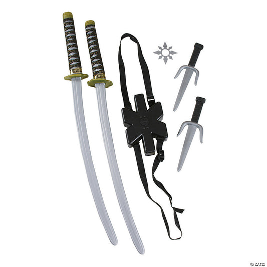 Ninja Swords, Daggers, Throwing Star and Backpack Plastic Playset | USA Decoration®