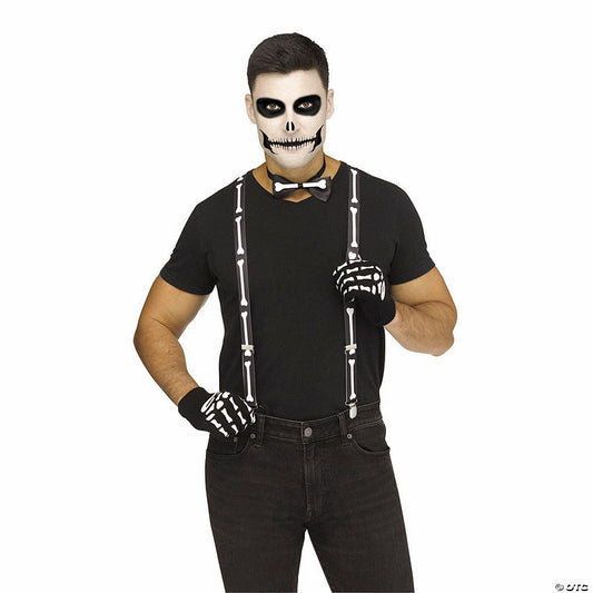 Each: Adults Black & White Spooky Skeleton Halloween Suspenders Kit | USA Decoration®