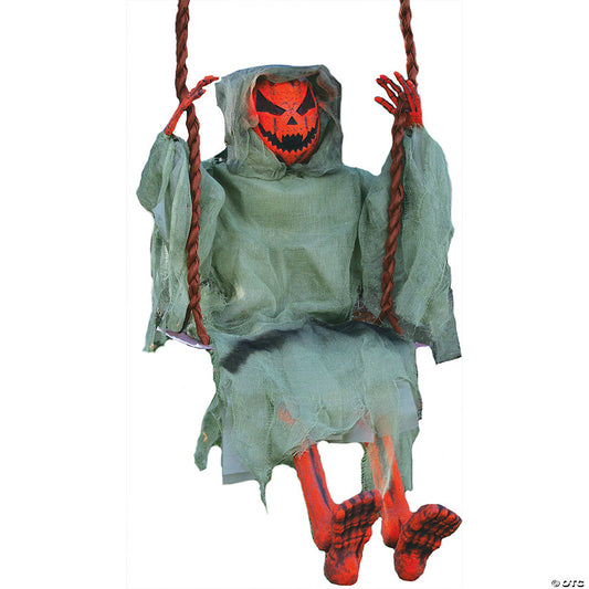 1 Piece(s): 36" Hanging Dead Pumpkin Reaper on Swing Decoration | USA Decoration®