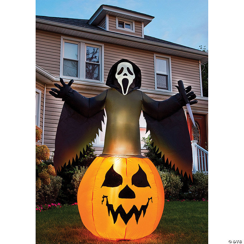 1 Piece(s): 6' Ghost Face Pumpkin Lawn Inflatable Decoration | USA Decoration®