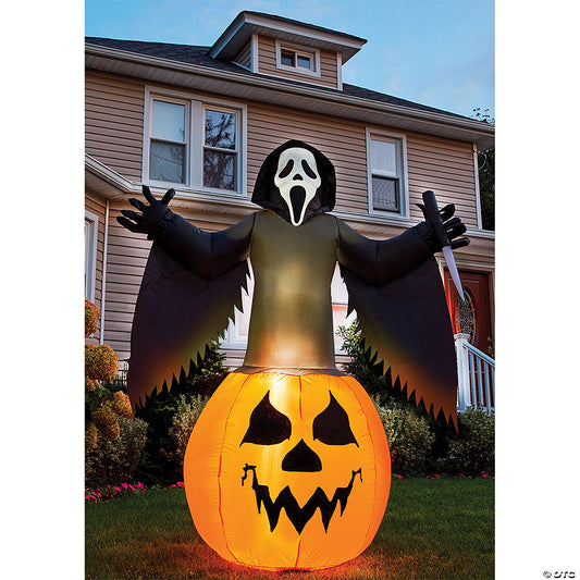 1 Piece(s): 6' Ghost Face Pumpkin Lawn Inflatable Decoration | USA Decoration®