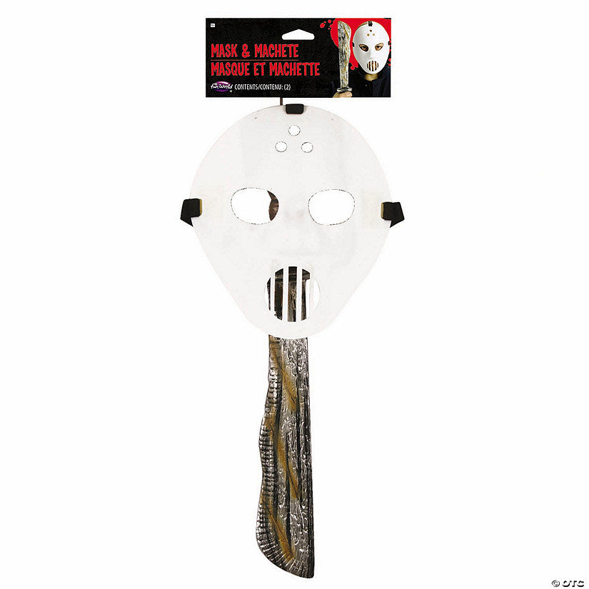 1 Set(s): Adults White Hockey Mask & Machete Set Costume Accessories | USA Decoration®