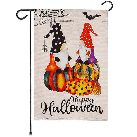 G128 12"x18" Blockout Fabric Halloween Two Witch Gnomes Garden Flag | USA Decoration®