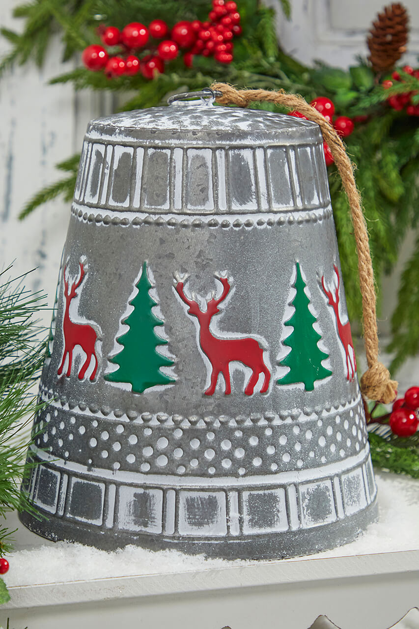 10” Iron Pressed Bell with Deer & Tree Detail