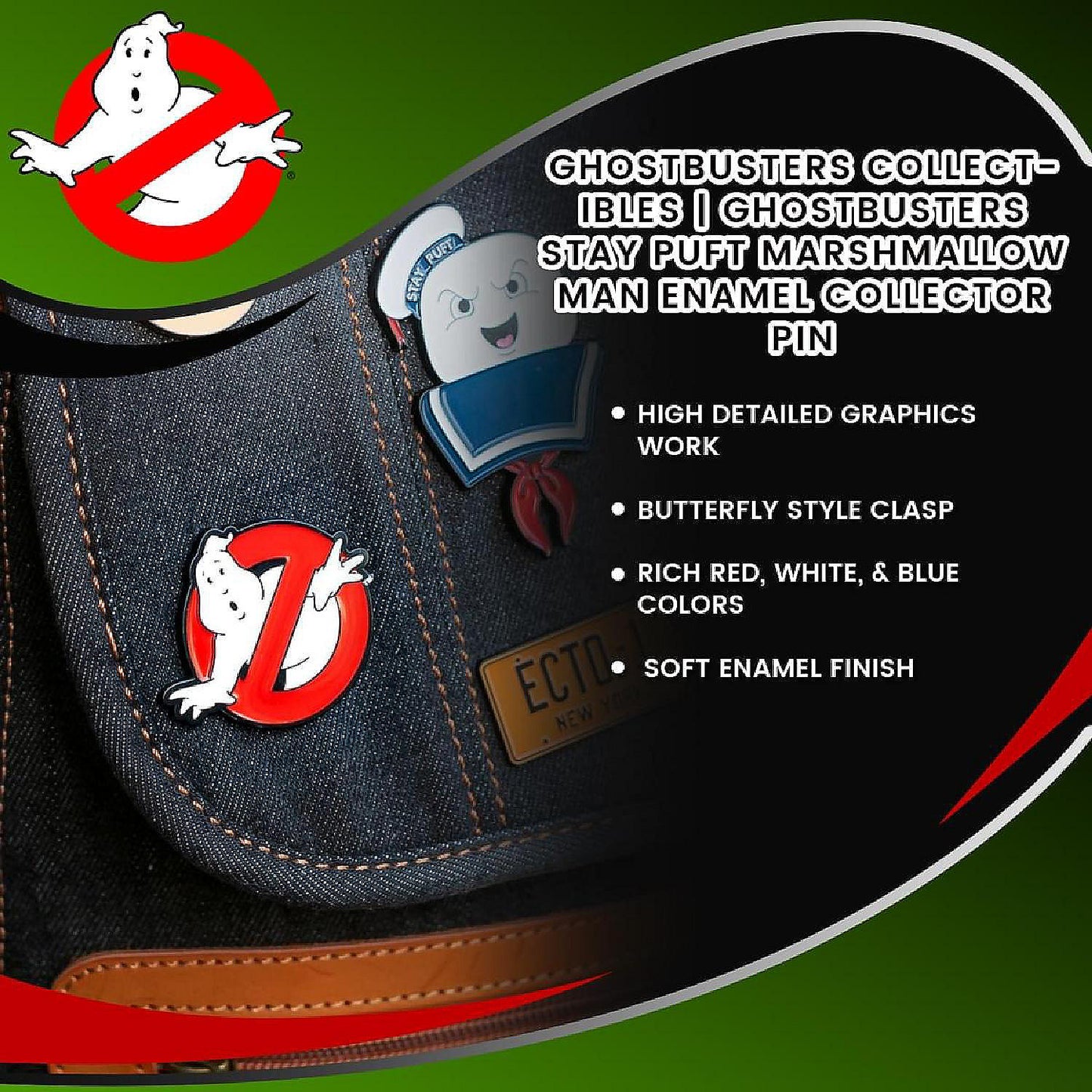 Ghostbusters Collectibles Ghostbusters Stay Puft Marshmallow Man Enamel Collector Pin | USA Decoration®