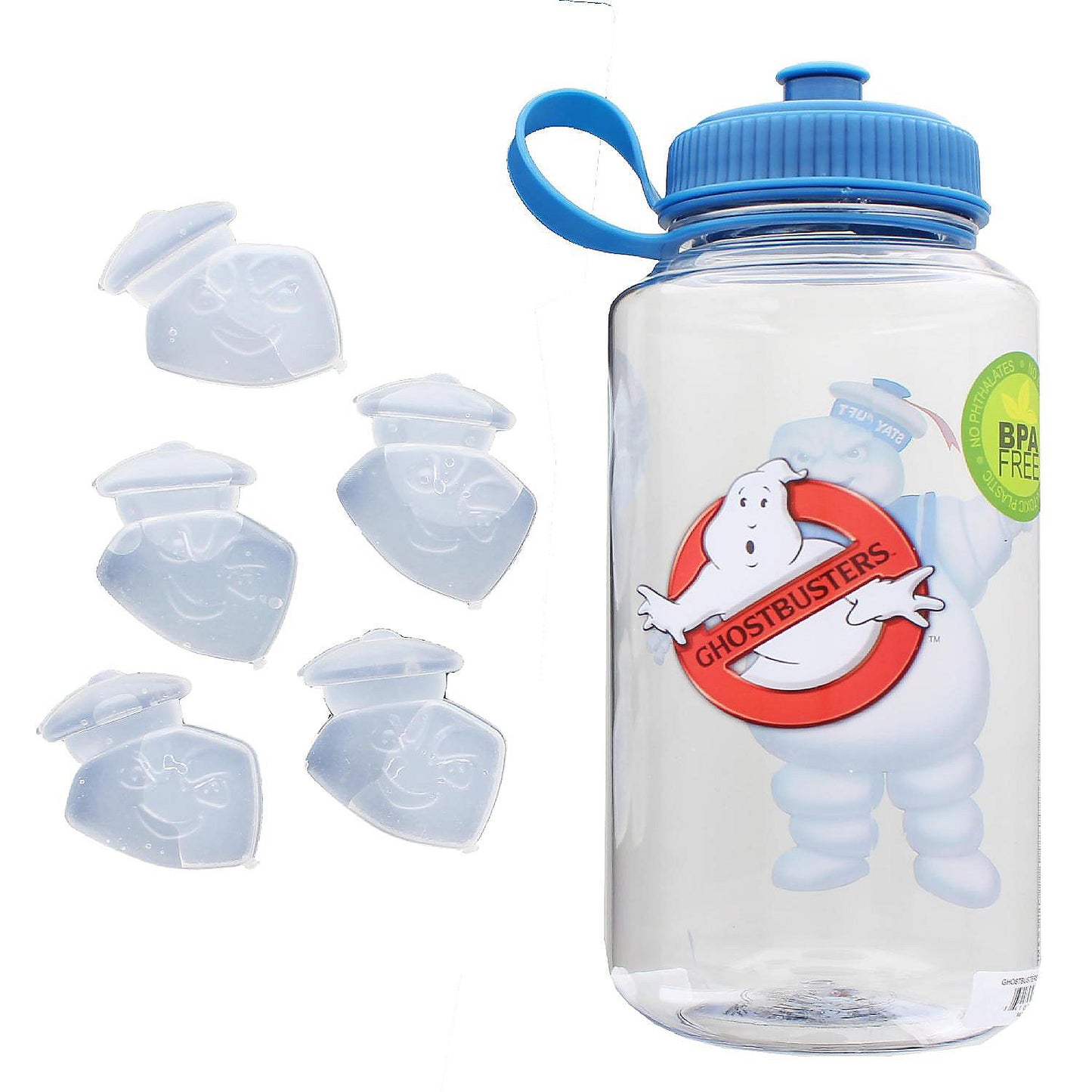 Ghostbusters Stay Puft 32oz Plastic Water Bottle w/ Ice Cube Molds | USA Decoration®