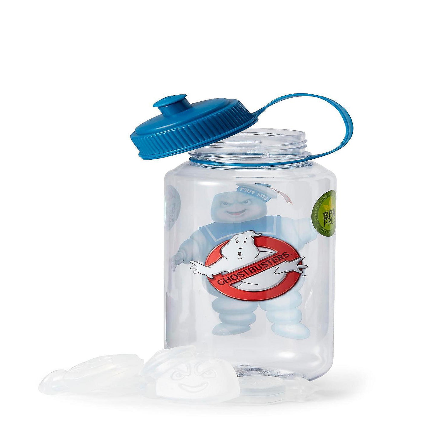 Ghostbusters Stay Puft 32oz Plastic Water Bottle w/ Ice Cube Molds | USA Decoration®