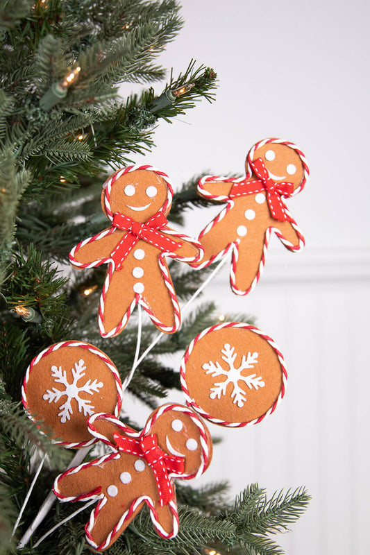 27 Inch Gingerbread Spray with Peppermint Outline for Holiday Decor