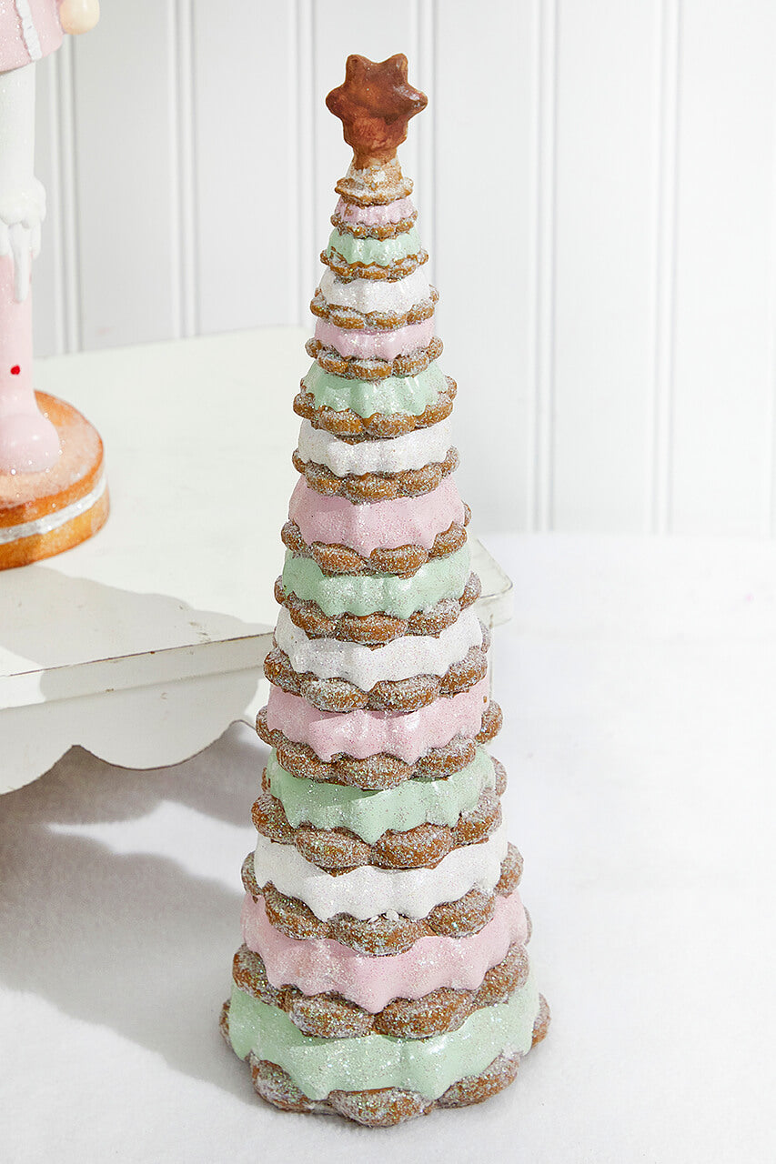 14" Resin Layered Gingerbread Icing Tree