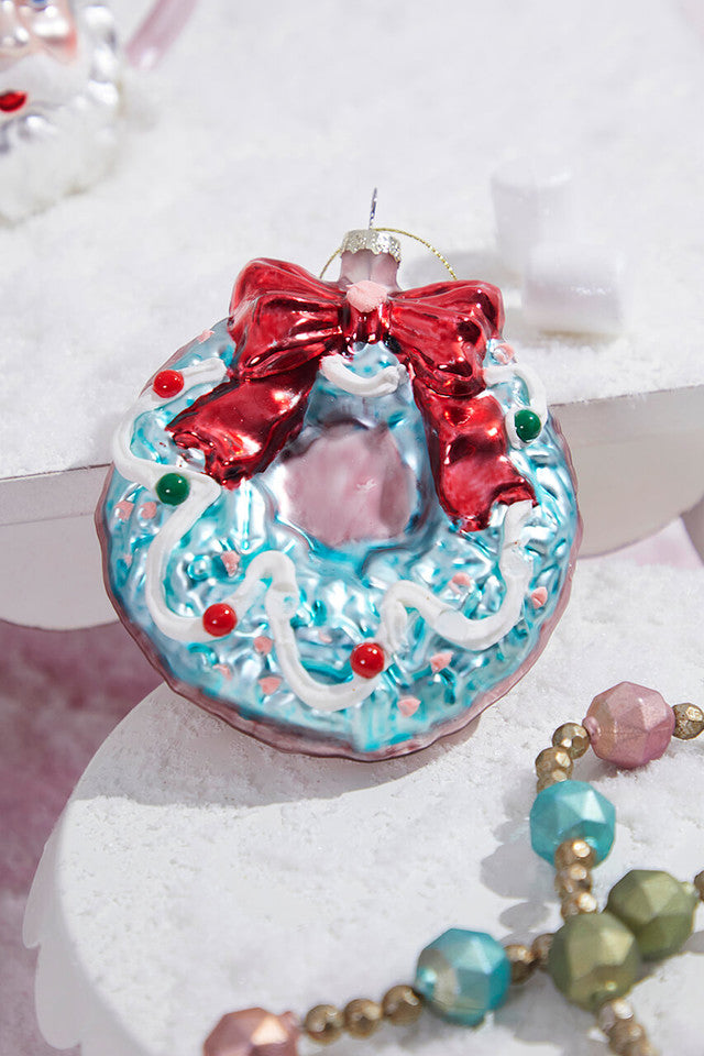 5" Glass Holiday Sweets Wreath Ornament Candy-Themed Christmas Tree Decoration