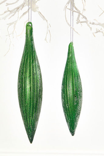 7" Green Glass Ornament