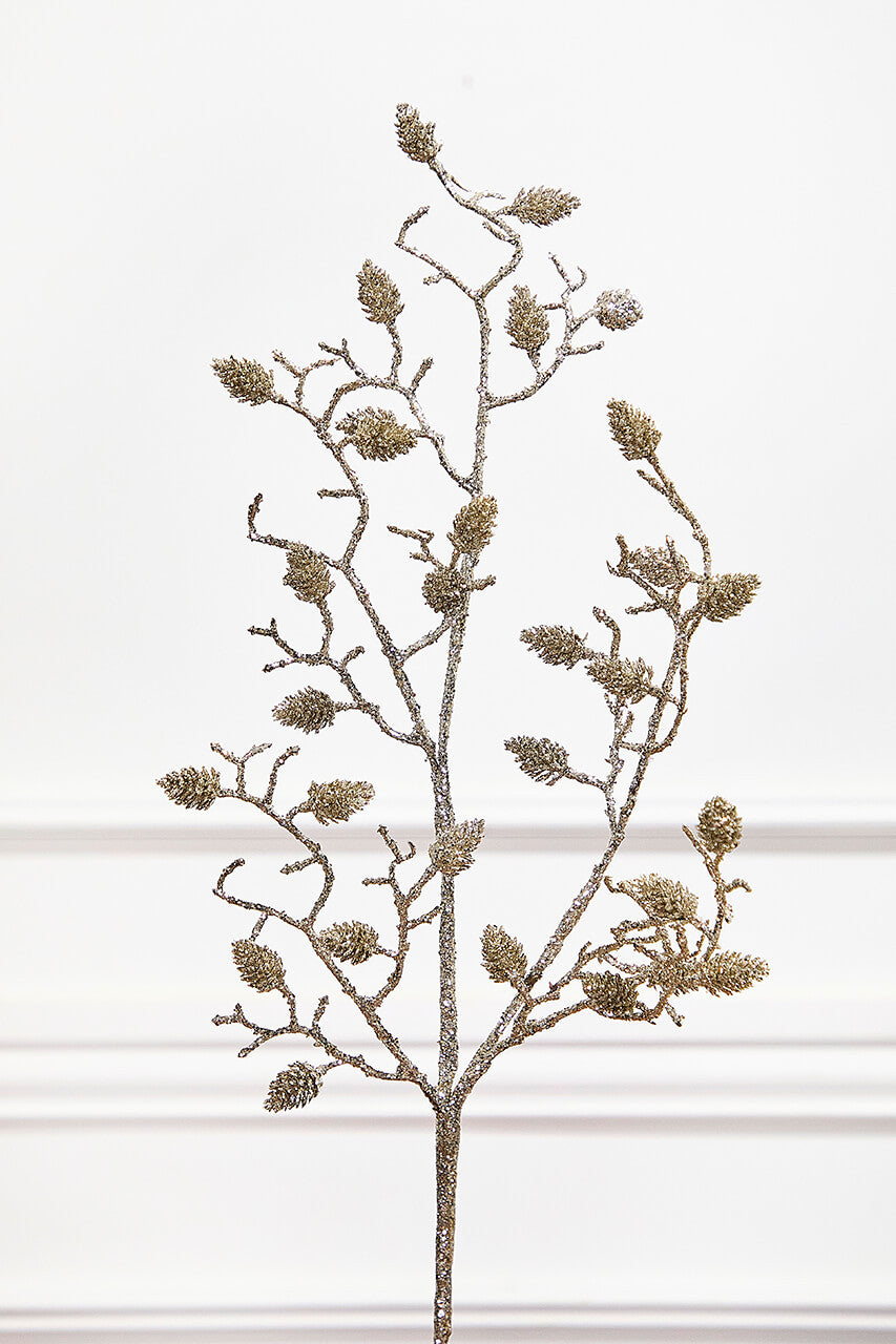 30 Inch Glittered Pinecone Branch for Holiday Decor