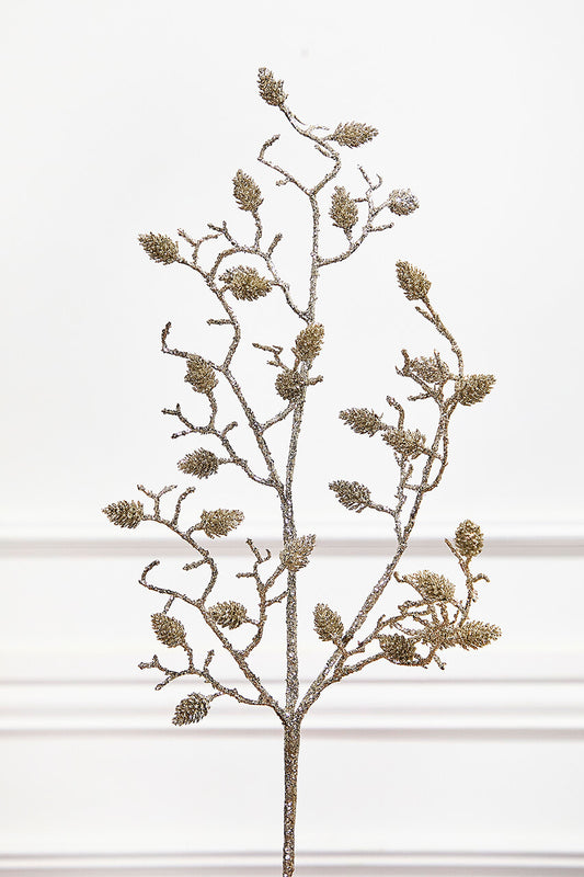 30 Inch Glittered Pinecone Branch for Holiday Decor