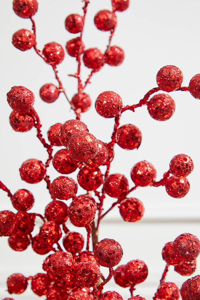 Crabapple Spray Glitter Red 29 Inch Christmas Decoration