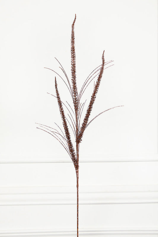 Glitter Mica Triple Spike Grass Spray 34 Inch Copper Christmas Decoration
