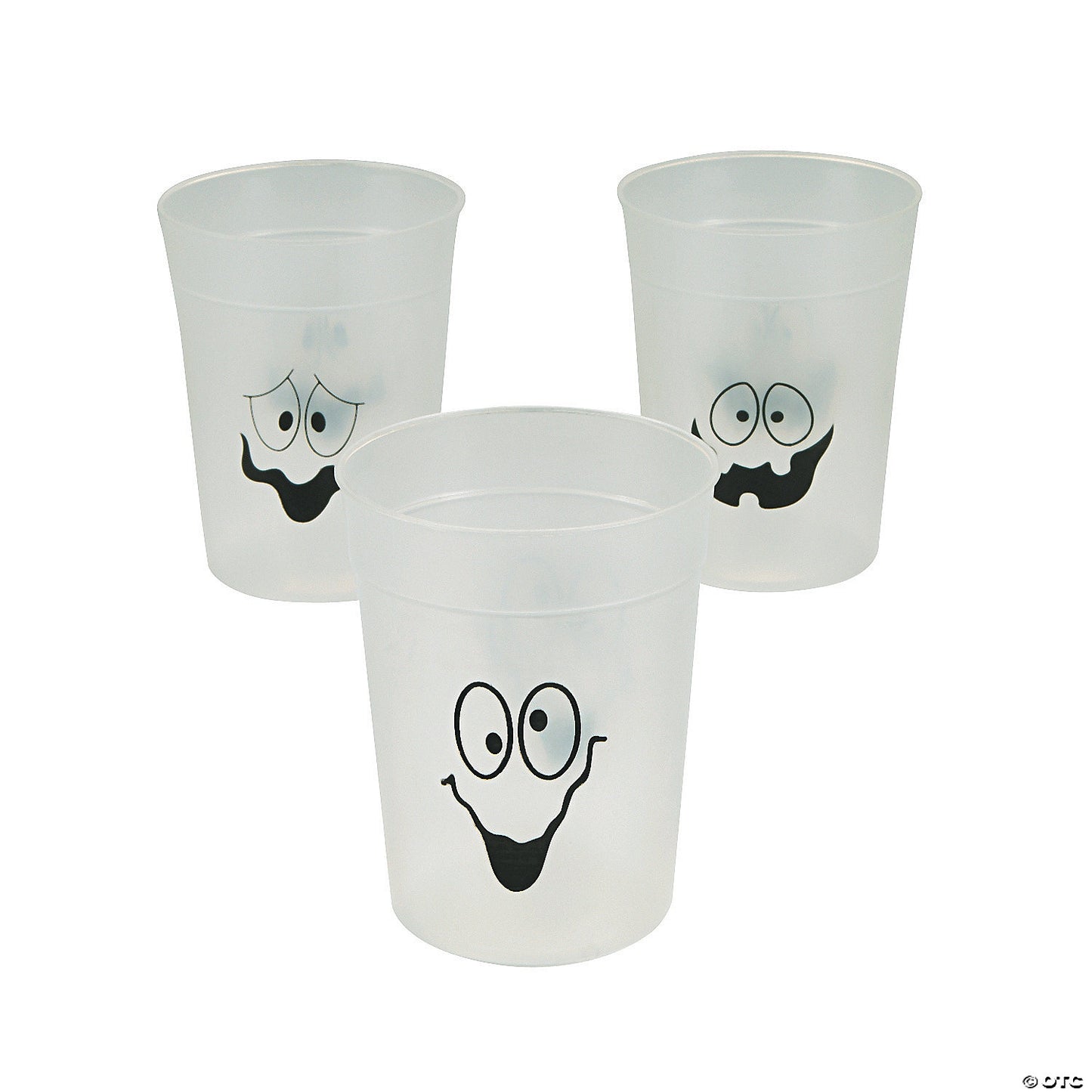 Glowing Spooky Face Halloween Plastic Cups - 12 Pc. | Perfect for Festive Dinner Parties | USA Decoration®