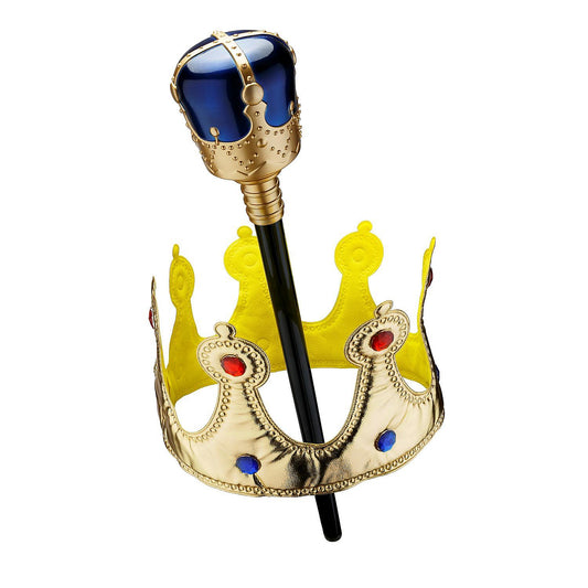 Gold Crown and Scepter Set - Blue | USA Decoration®