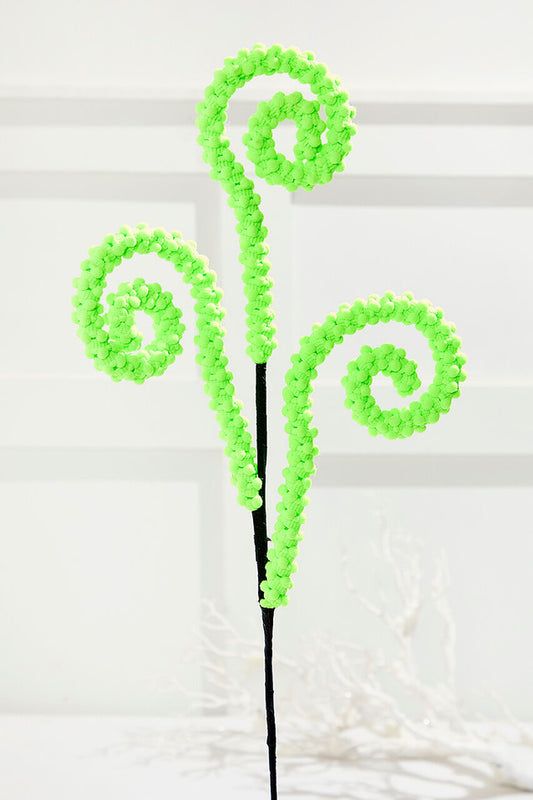 28" Green Puff Chenille Spiral Curly Spray for Whimsical Floral and Party Decorations