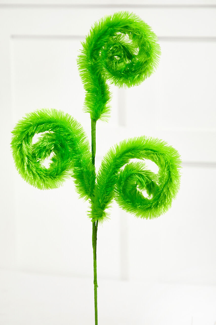 28 Inch Green Furry Curly Spray Holiday Decoration