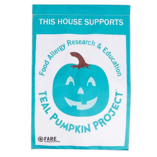 Halloween Garden Flag (Teal Pumpkin Project) - 12" x 18"- Outdoor Weatherproof Banner, Spooky Trick or Treat Candy Yard Lawn Signs - Decor Fall Decoration - Fit