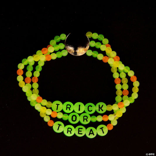 Halloween Glow-in-the-Dark Trick-or-Treat Beaded Bracelet Craft Kit - Makes 6
