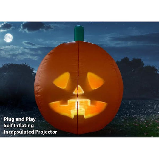 Jabberin Jack Giant 5 ft. Inflatable Talking Animated Pumpkin with Built-in Projector and Speaker Plug'n Play | USA Decoration