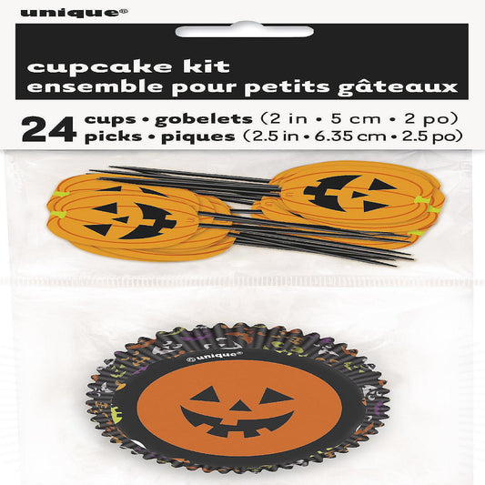 Halloween Pumpkin Faces Cupcake Kit - 24pc | USA Decoration®