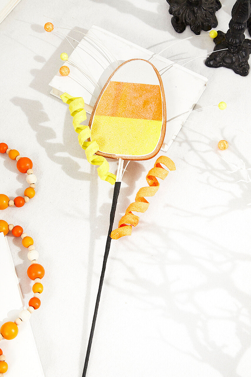 24" Candy Corn Cookie Spray Halloween & Fall Floral Pick for Wreaths and Crafts.