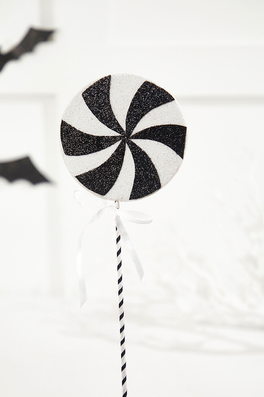 18" x 5" Black and White Lollipop Pick Decorative Party Accessory