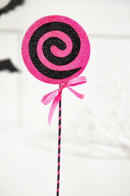 17 Black and Pink Lollipop Pick Sweet & Spooky Halloween Decoration