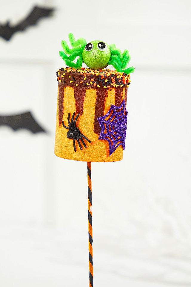 18" Orange Spider Marshmallow Pick Fun & Whimsical Halloween Decoration