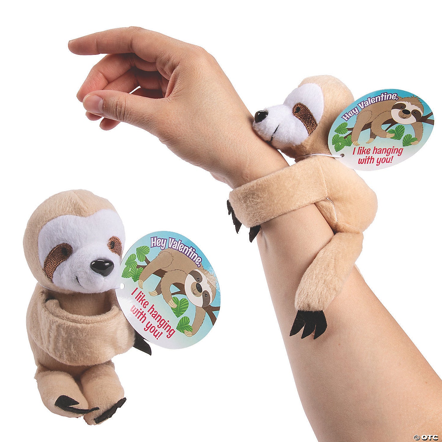 Hugging Stuffed Sloth Bracelet Valentine Exchanges with Card for 12 | USA Decoration®
