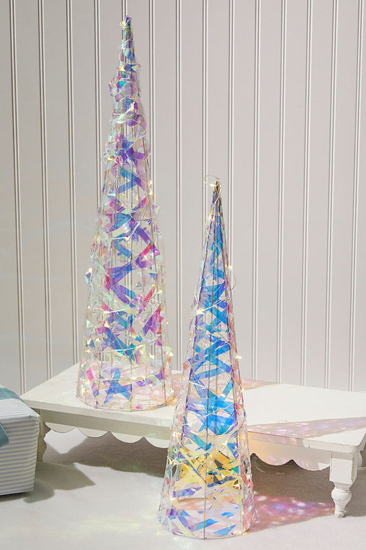 LED Iridescent Trees Battery Operated Light-Up Holiday Decor, Set of 2