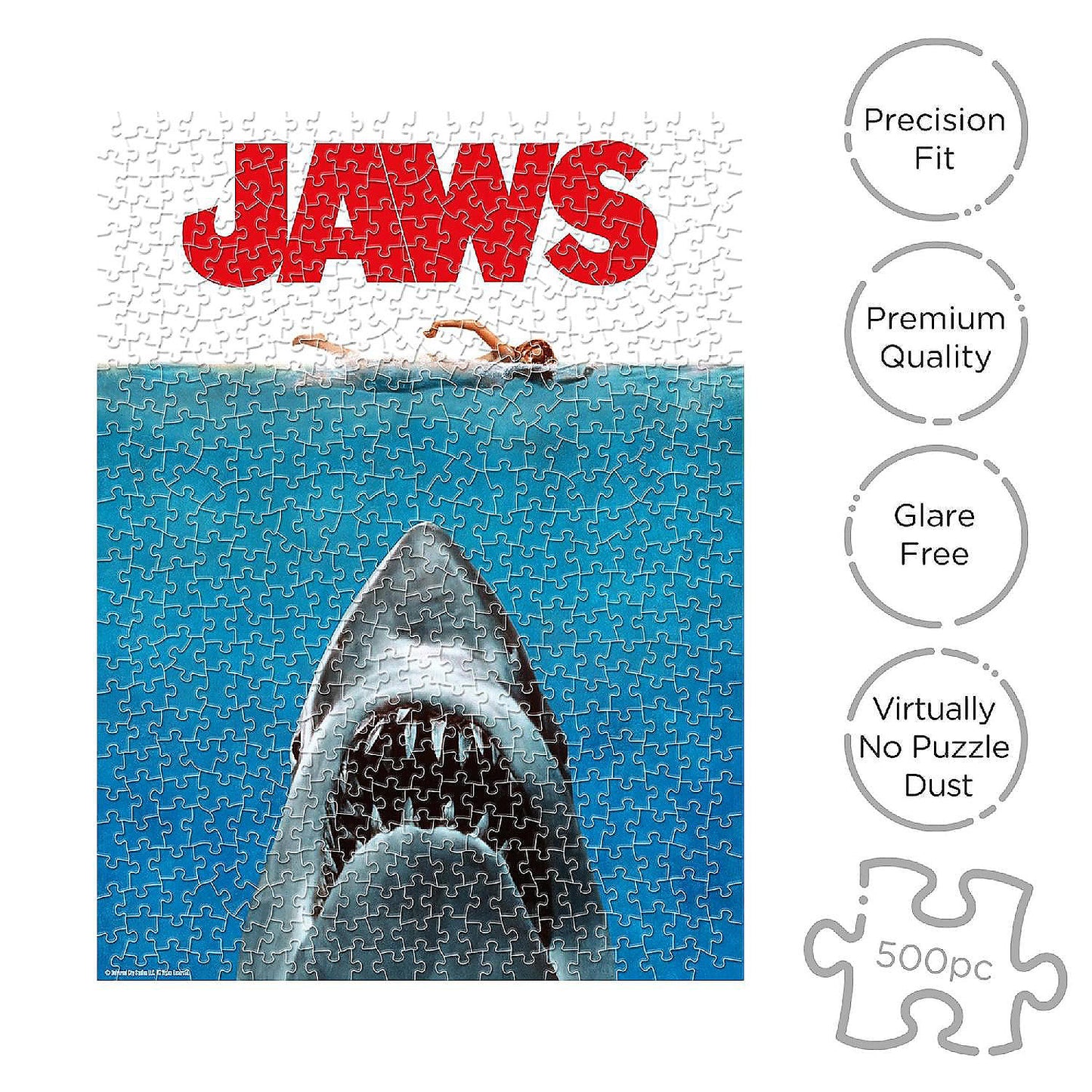 JAWS One Sheet 500 Piece Jigsaw Puzzle (Vertical Box) | USA Decoration®