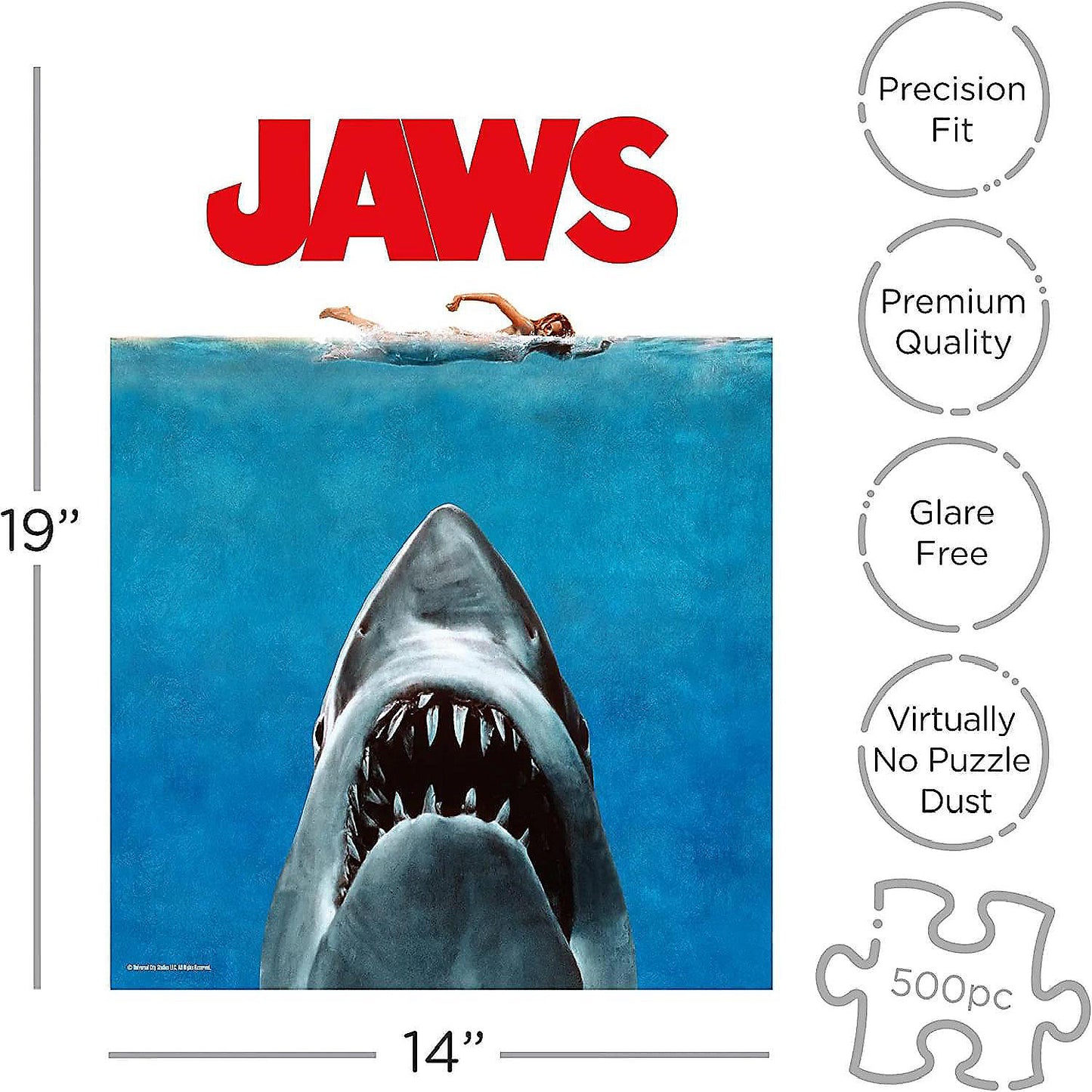 JAWS One Sheet 500 Piece Jigsaw Puzzle | USA Decoration®
