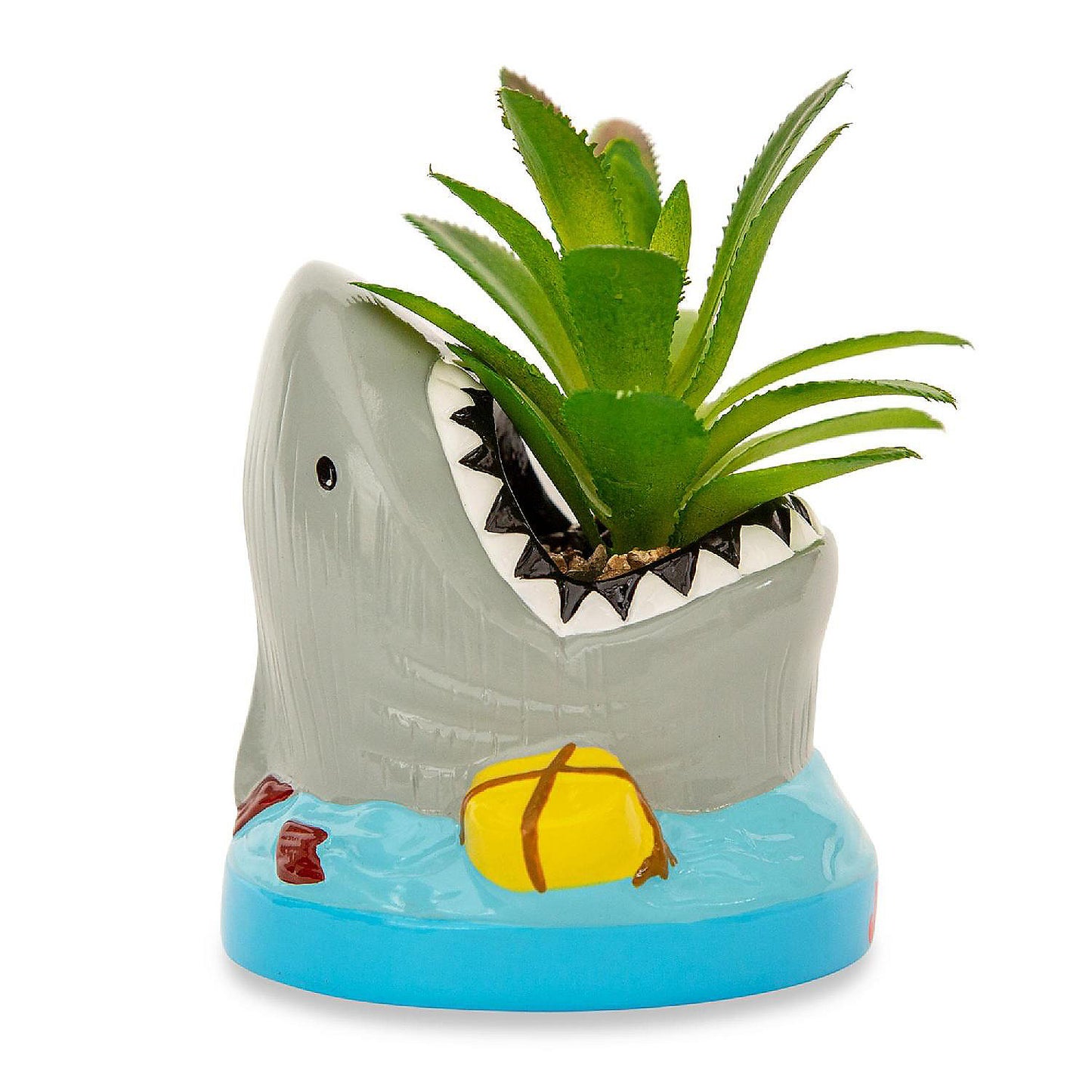 JAWS Shark 4-Inch Ceramic Mini Planter With Artificial Succulent | USA Decoration®