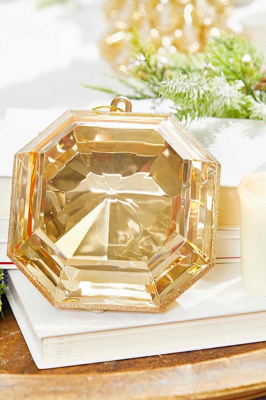 6" Champagne Jewel Ornament Elegant Glass Christmas Decoration for Tree and Holiday Décor