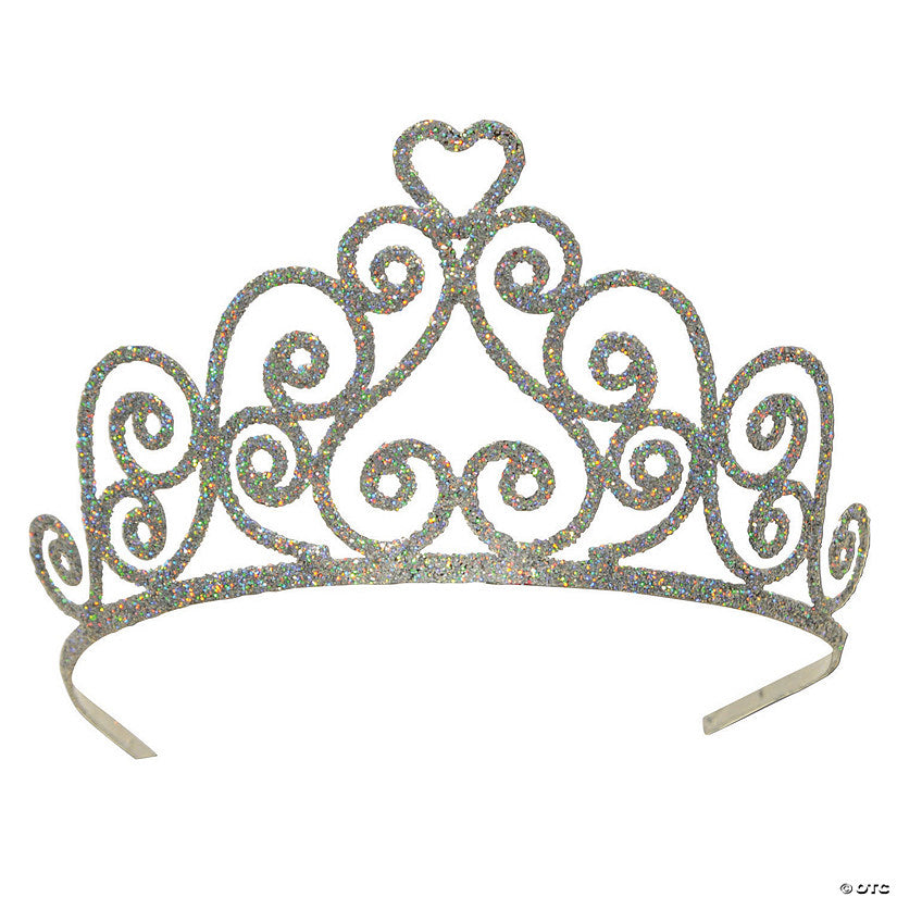 Kelsey Silver Glittered Metal Tiara | USA Decoration®