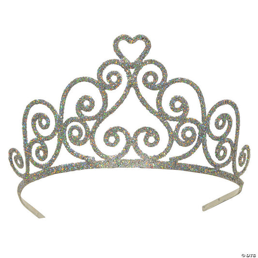 Kelsey Silver Glittered Metal Tiara | USA Decoration®
