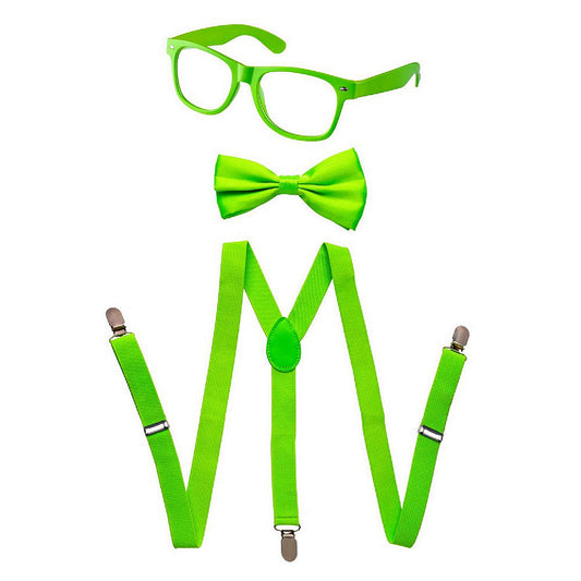 1 Set(s): Kids Green Suspenders, Bowtie Sunglasses | USA Decoration®