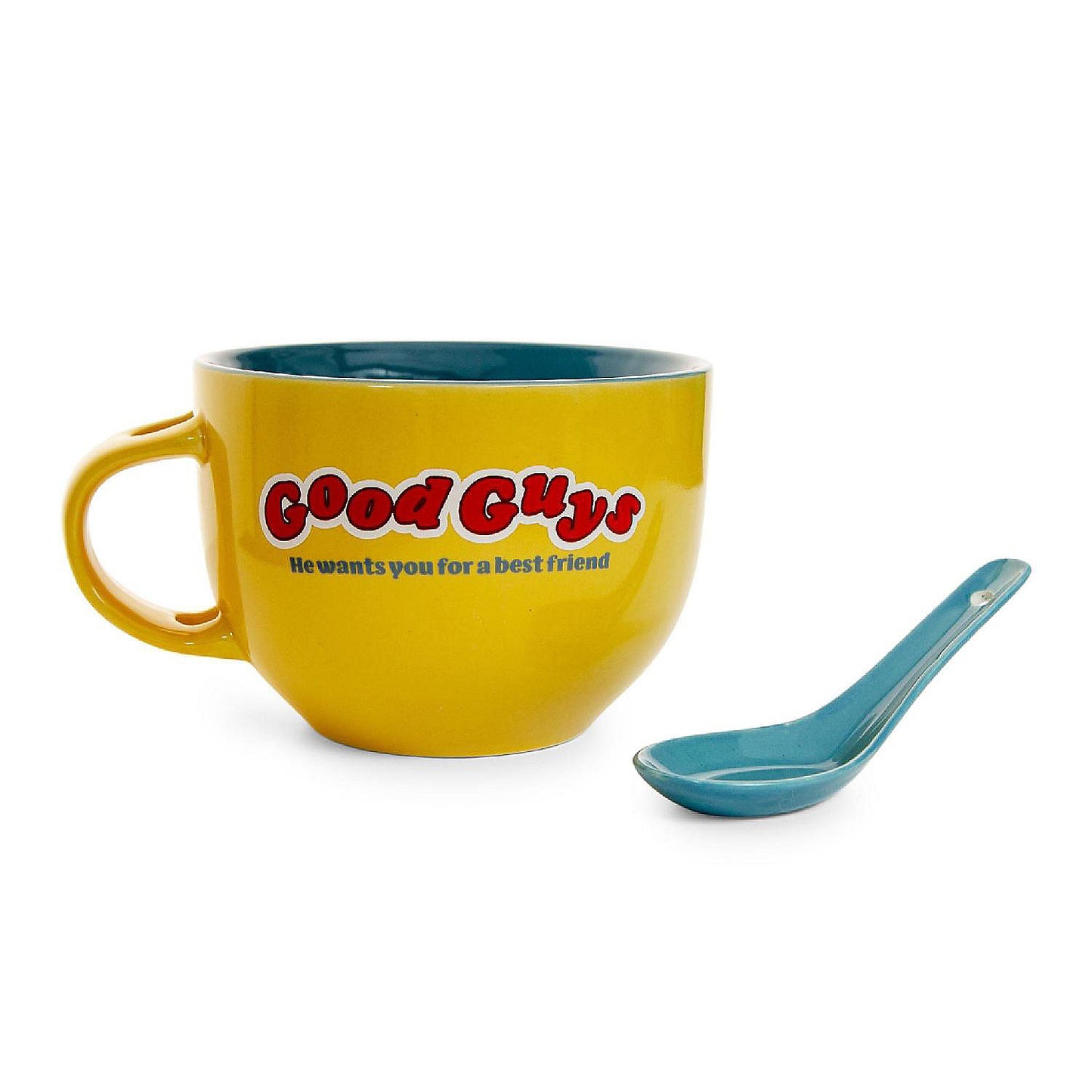 Kids Play Chucky "Good Guys" Ceramic Soup Mug With Spoon Holds 24 Ounces | USA Decoration®