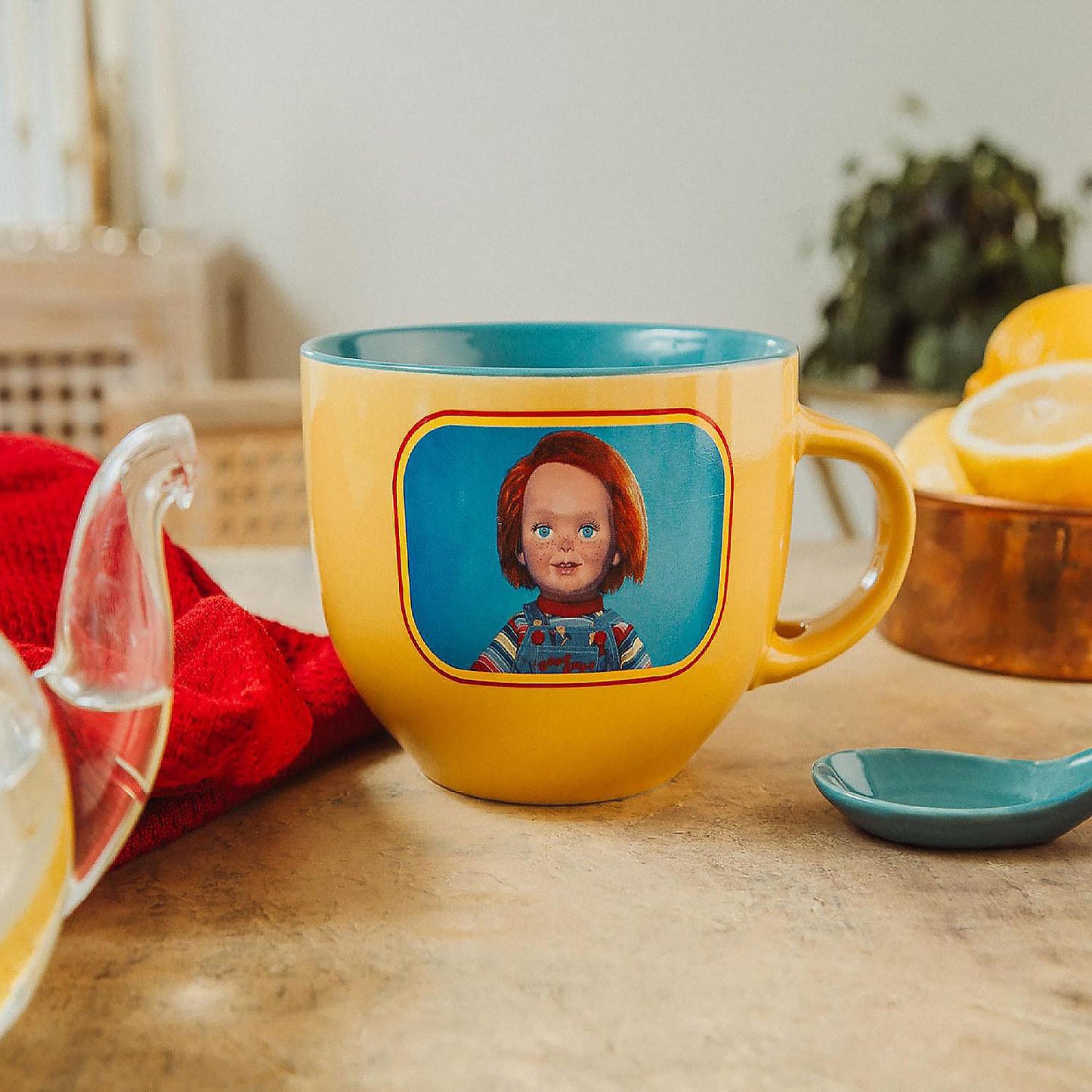 Kids Play Chucky "Good Guys" Ceramic Soup Mug With Spoon Holds 24 Ounces | USA Decoration®