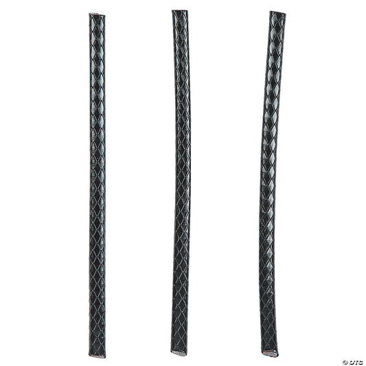 Large Faux Leather Black Slide Wristbands - 6 Pc.