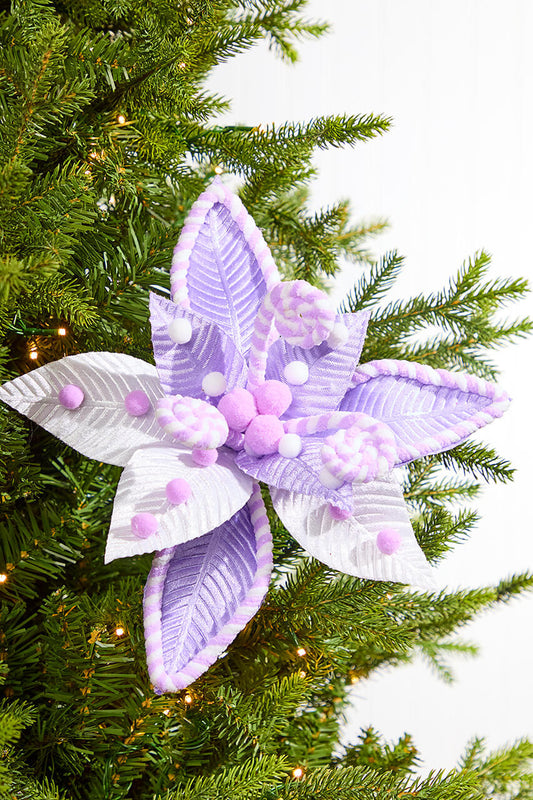 22" Lavender White Poinsettia Stem Artificial Christmas Floral Decoration for Holiday Arrangements