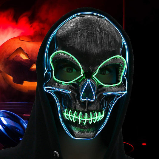 1 Piece(s): Light Up Costume Mask - Scary Glowing Face Mask with Lights for Masquerade Party and Festival Costumes | USA Decoration®