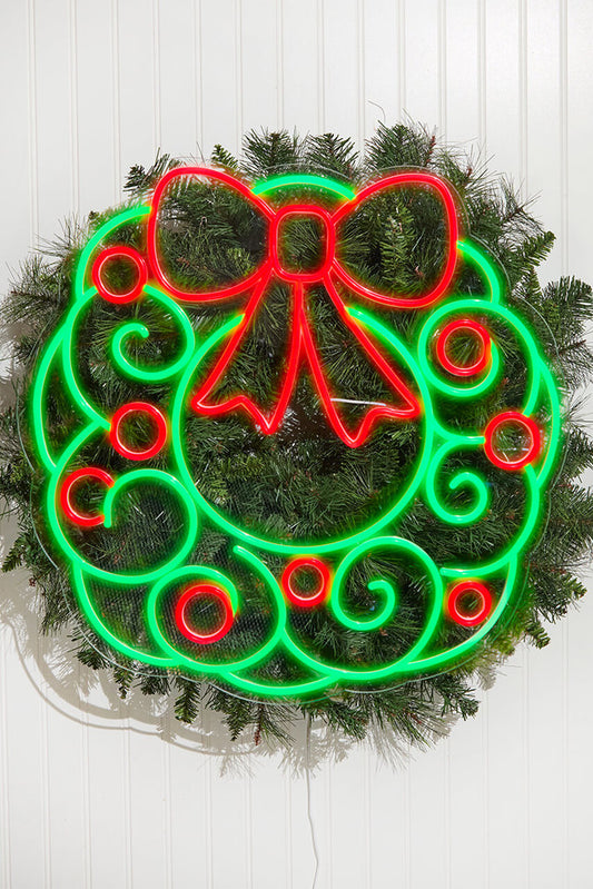 23" Wreath with Swirls Lit Neon Sign Bright & Festive Holiday Decoration